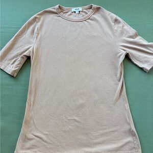 Agolde Elie Mid Length Sleeve Fitted Tee Tan Size M Made in USA